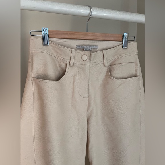 Stella McCartney Altermat beige straight leg faux leather trousers pants 36 - Picture 5 of 11